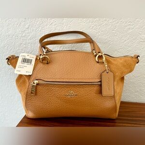 Coach Tan Leather Satchel with Gold Hardware
